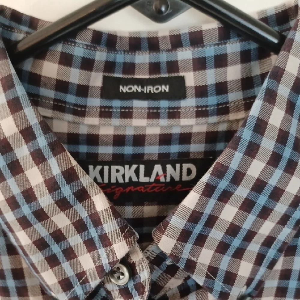 Kirkland Signature Blue and White Casual Button Down Shirt